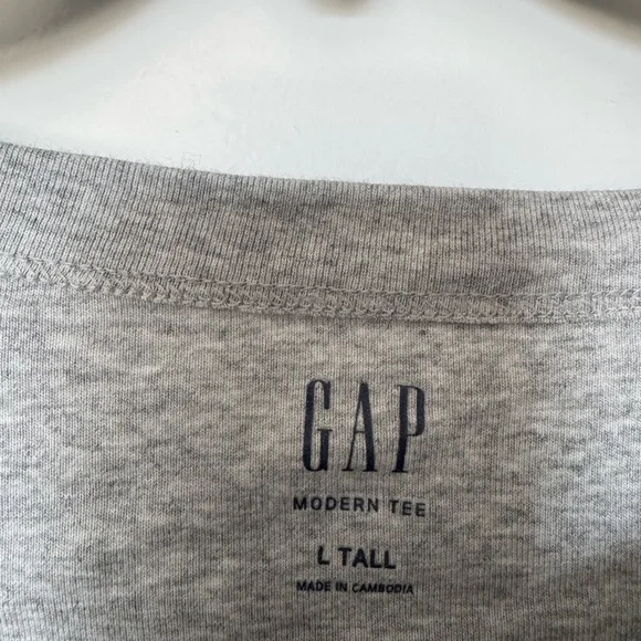 Gap Long Sleeve Modern Boatneck Tee Heather Grey L Tall - Picture 3 of 4